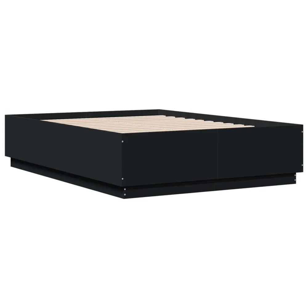 Estrutura de cama 135x190 cm derivados de madeira preto