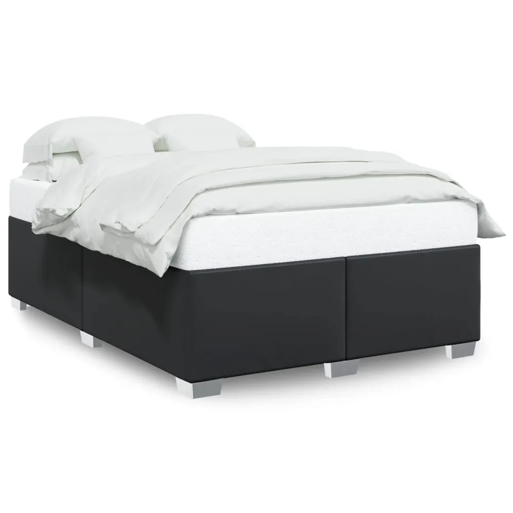 Estrutura de cama 140x190 cm couro artificial preto