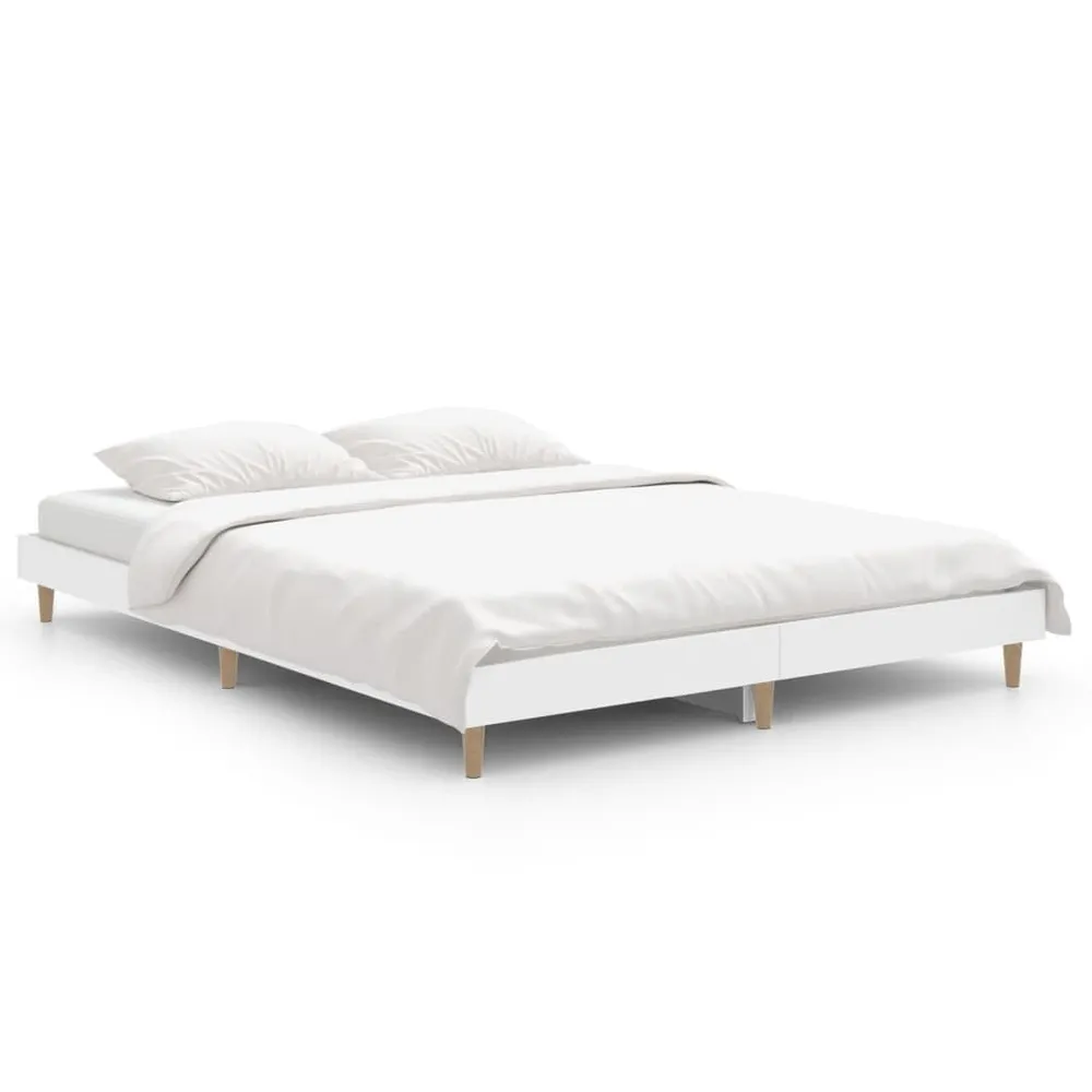 Estrutura de cama 140x190 cm derivados de madeira branco