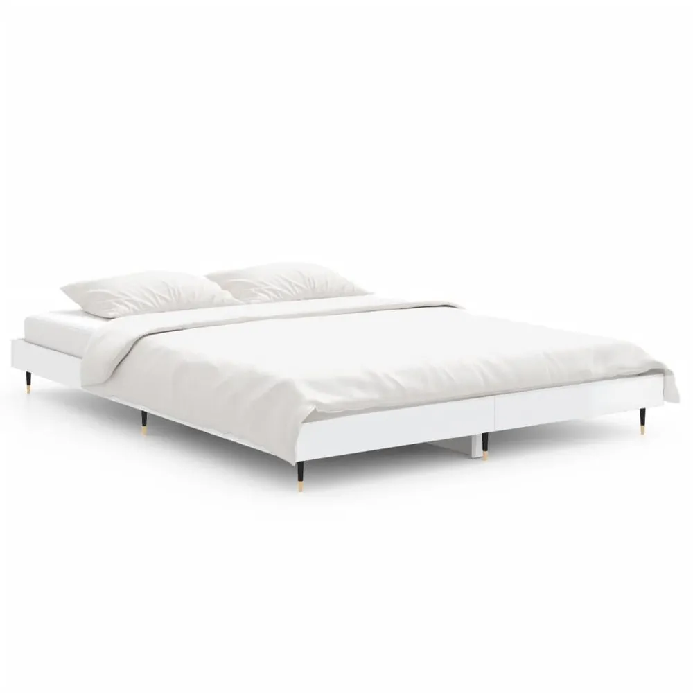 Estrutura cama 140x190 cm derivados de madeira branco reluzente