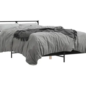 Estrutura de cama 140x190 cm derivados de madeira/metal preto