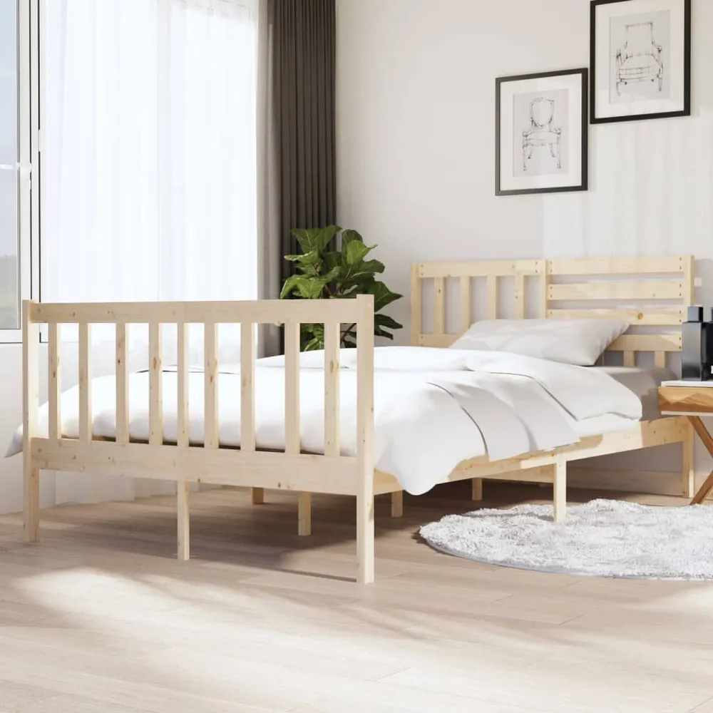 Estrutura de cama 140x190 cm madeira maciç