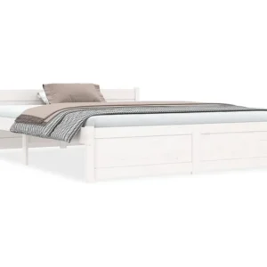 Estrutura de cama 140x190 cm madeira maciç branco
