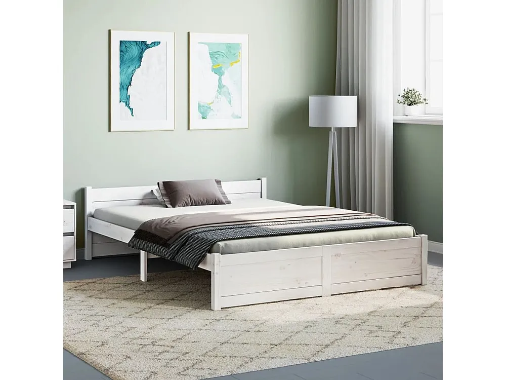 Estrutura de cama 140x190 cm madeira maciç branco