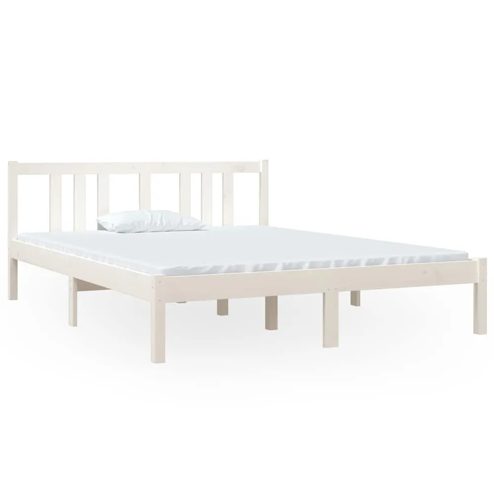 Estrutura de cama 140x190 cm madeira maciç branco