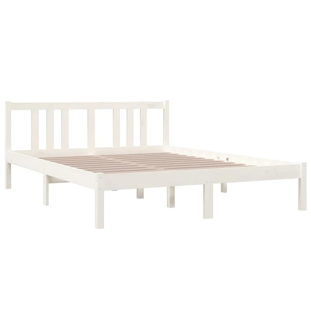 Estrutura de cama 140x190 cm madeira maciç branco