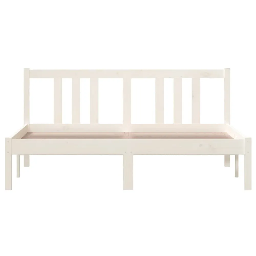 Estrutura de cama 140x190 cm madeira maciç branco
