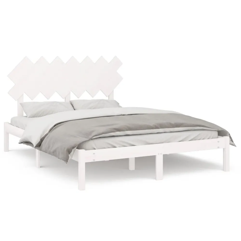 Estrutura de cama 140x190 cm madeira maciç branco