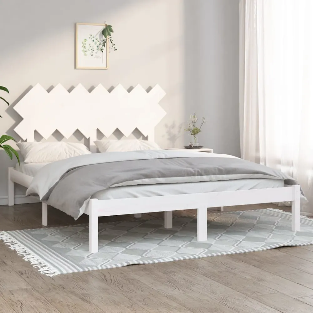 Estrutura de cama 140x190 cm madeira maciç branco