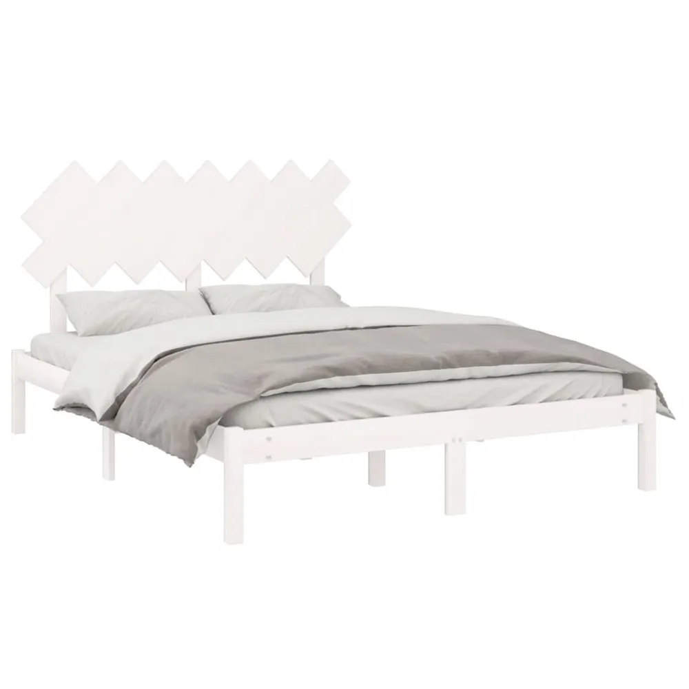 Estrutura de cama 140x190 cm madeira maciç branco