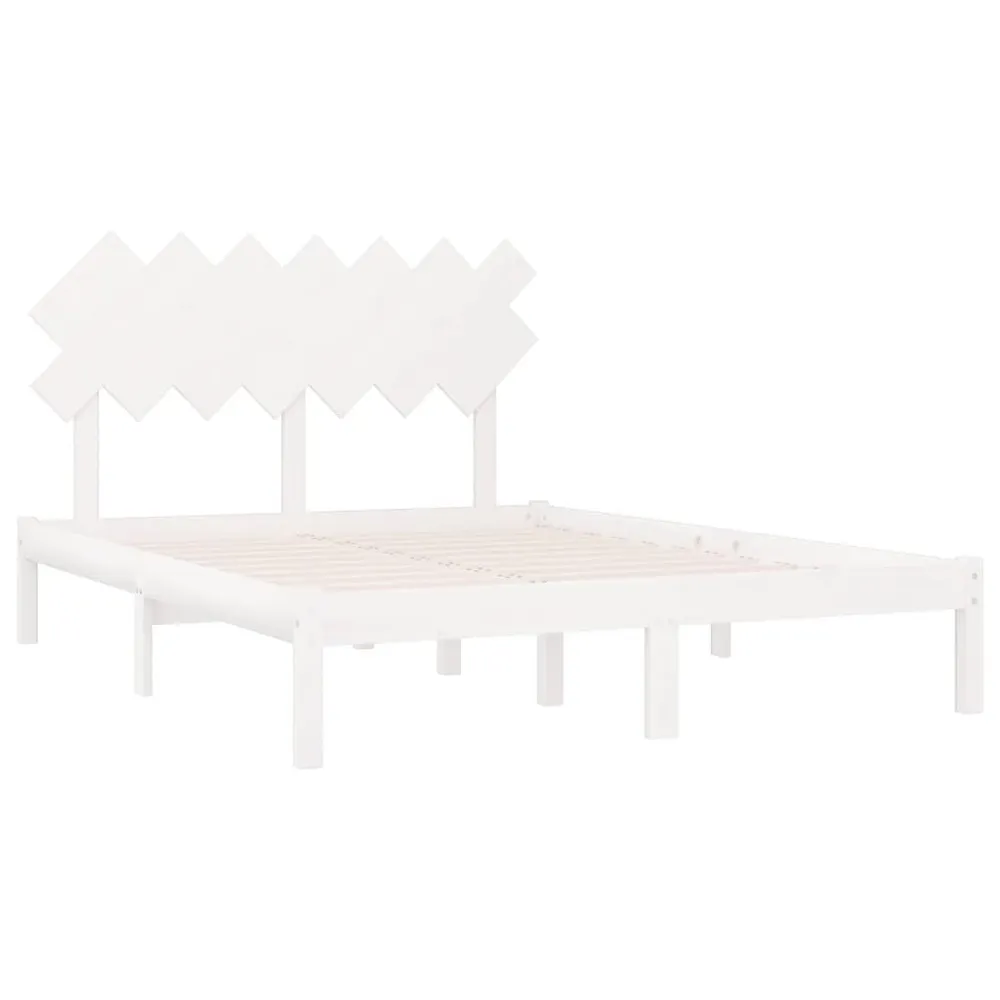 Estrutura de cama 140x190 cm madeira maciç branco