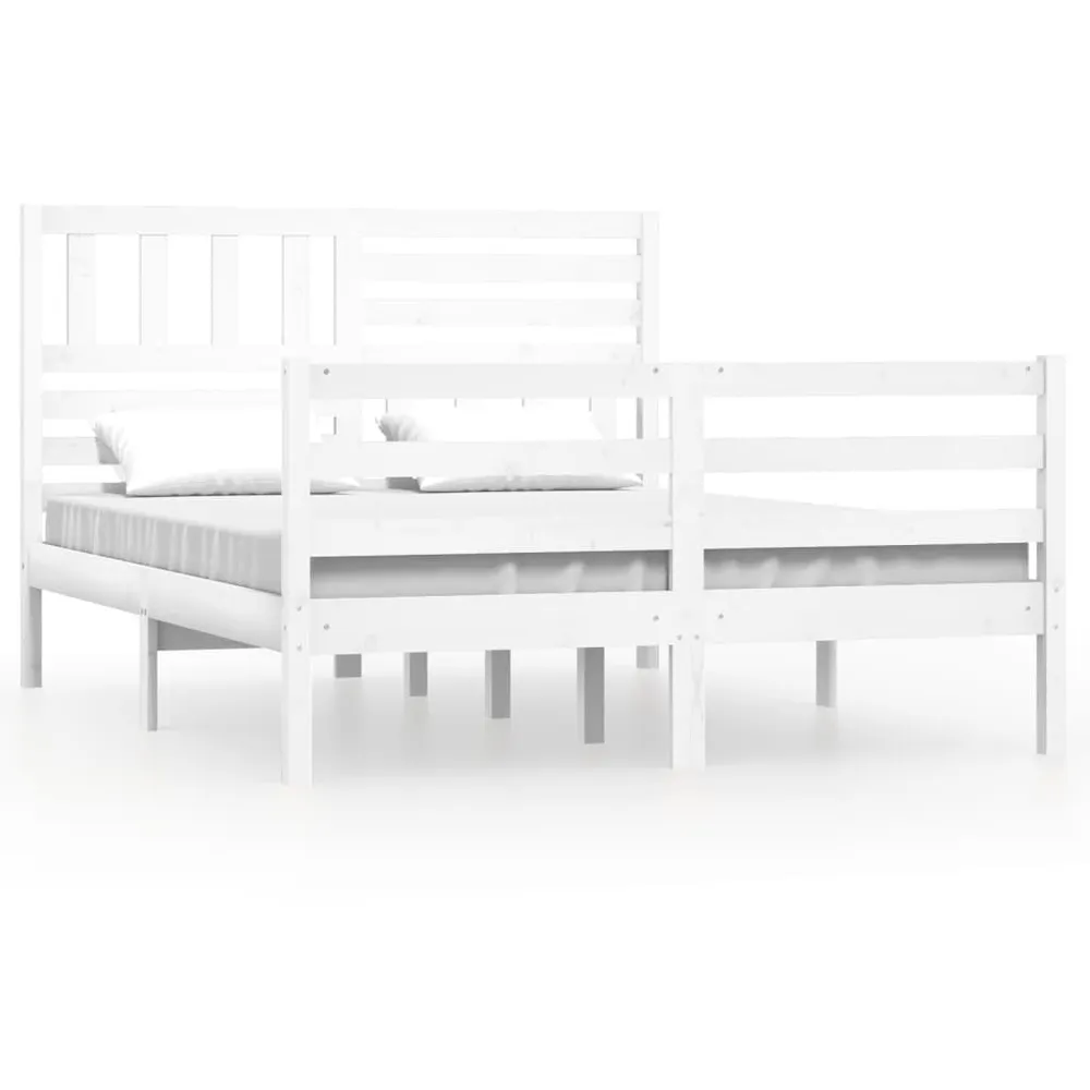 Estrutura de cama 140x190 cm madeira maciç branco