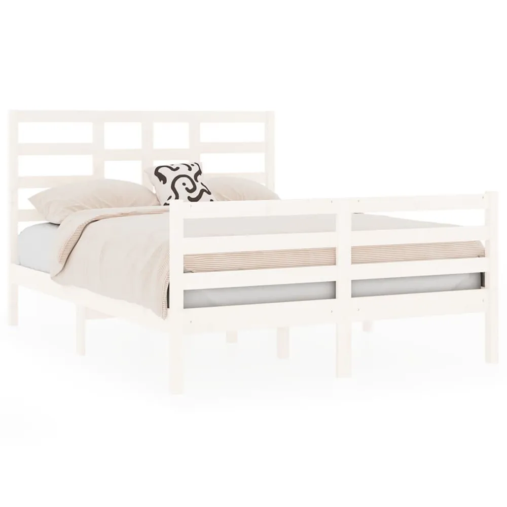 Estrutura de cama 140x190 cm madeira maciç branco