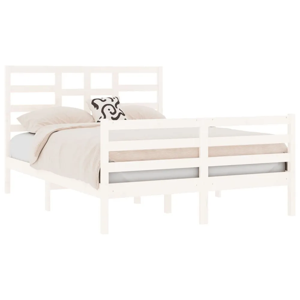 Estrutura de cama 140x190 cm madeira maciç branco