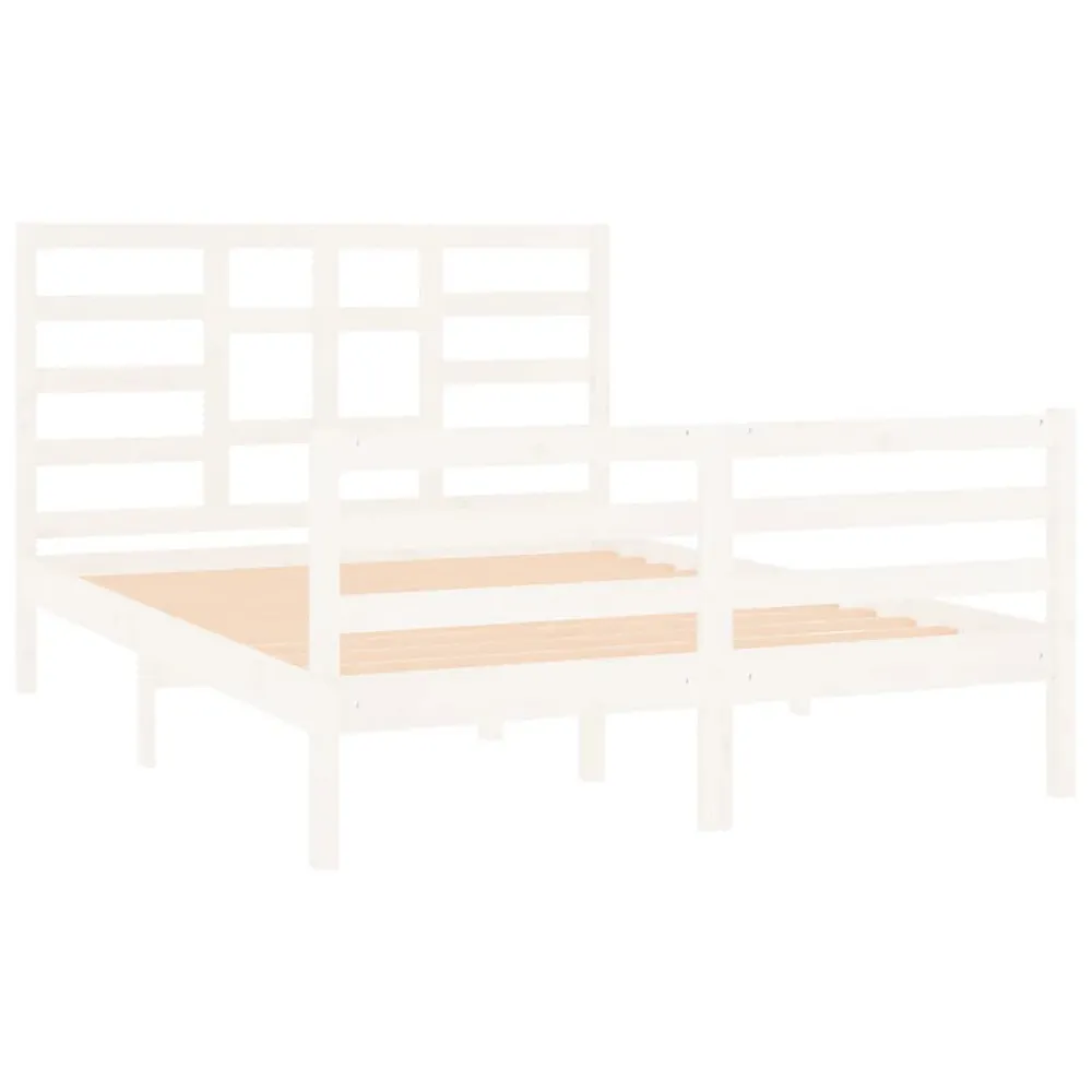 Estrutura de cama 140x190 cm madeira maciç branco