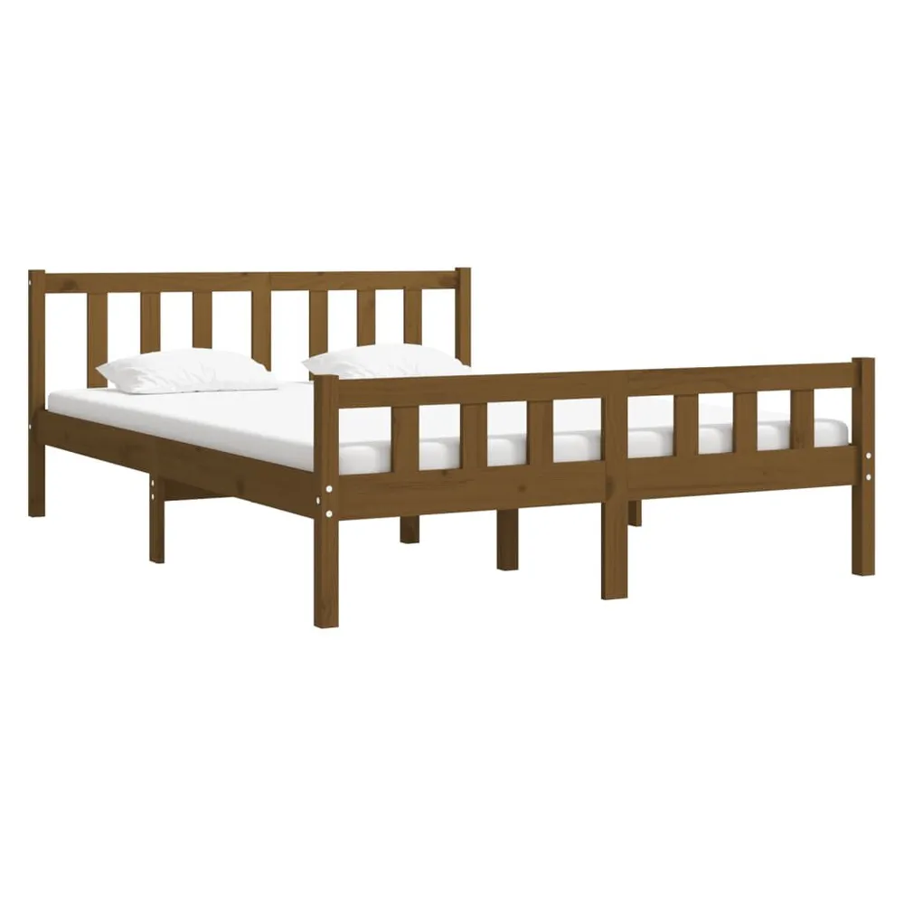 Estrutura de cama 140x190 cm madeira maciç castanho-mel