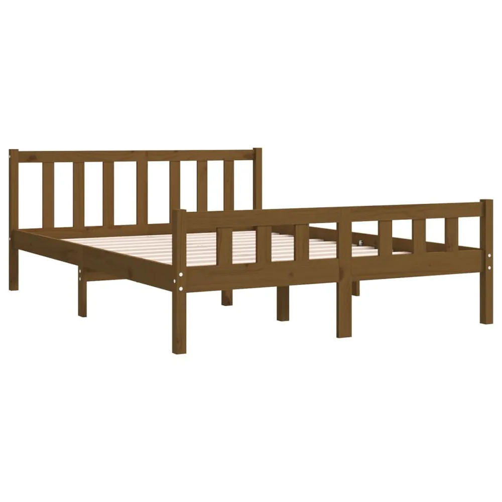 Estrutura de cama 140x190 cm madeira maciç castanho-mel