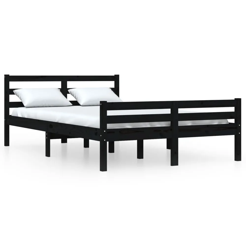 Estrutura de cama 140x190 cm madeira maciç preto