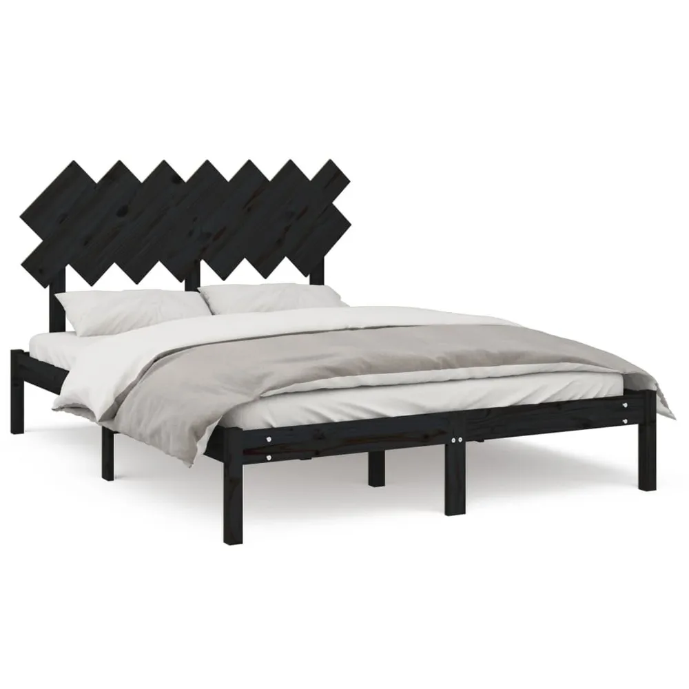 Estrutura de cama 140x190 cm madeira maciç preto