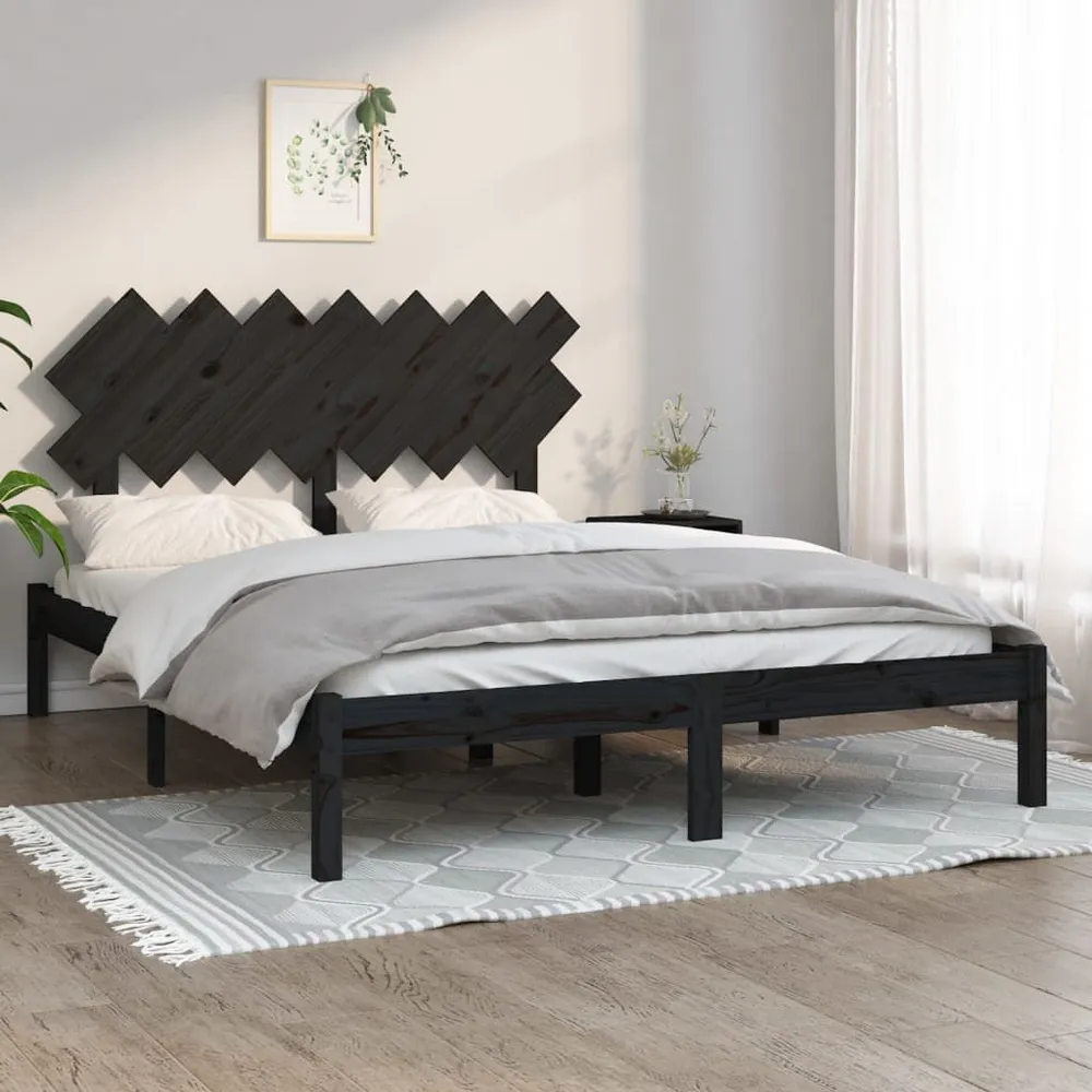 Estrutura de cama 140x190 cm madeira maciç preto
