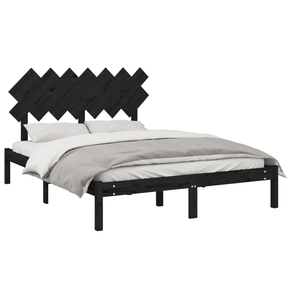Estrutura de cama 140x190 cm madeira maciç preto