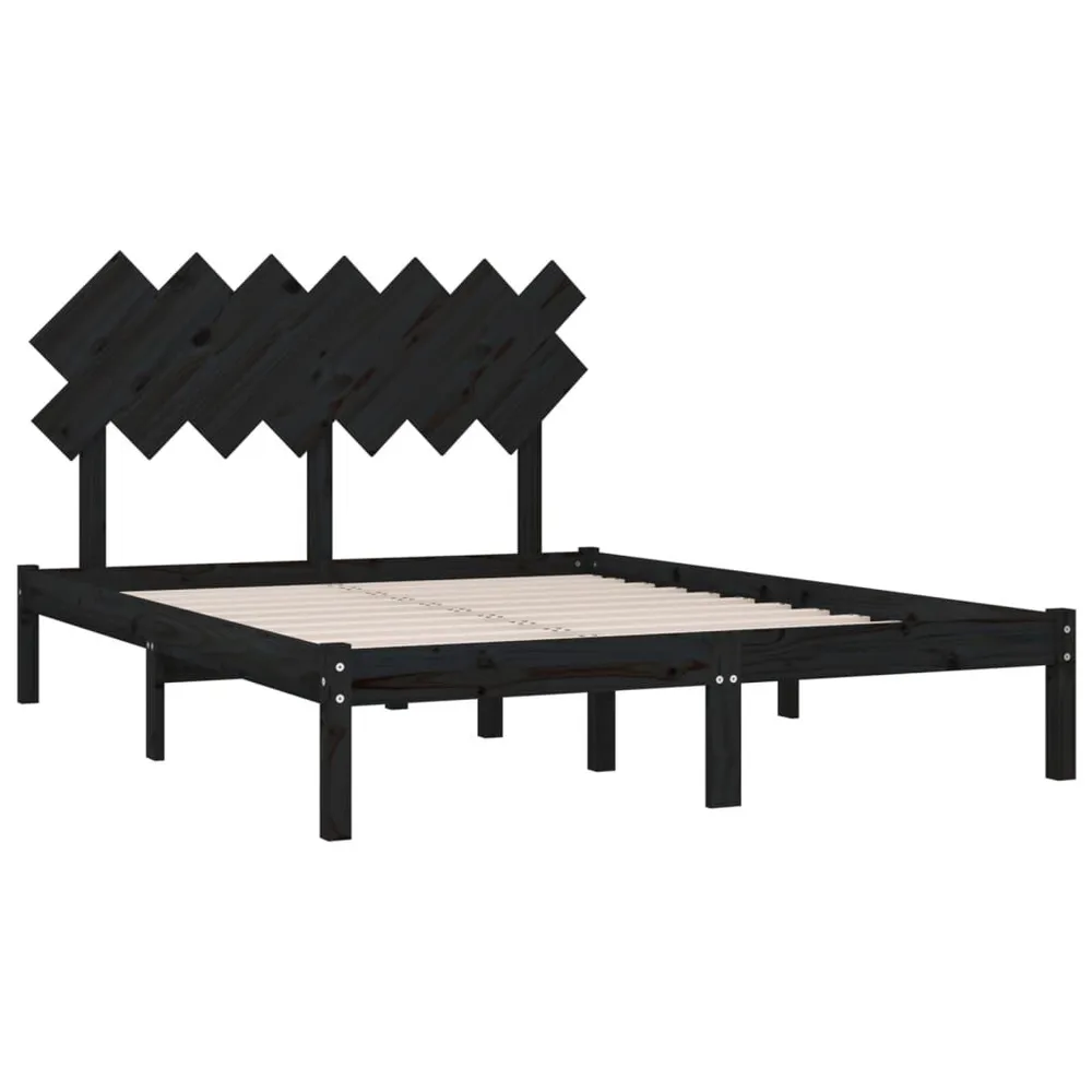 Estrutura de cama 140x190 cm madeira maciç preto