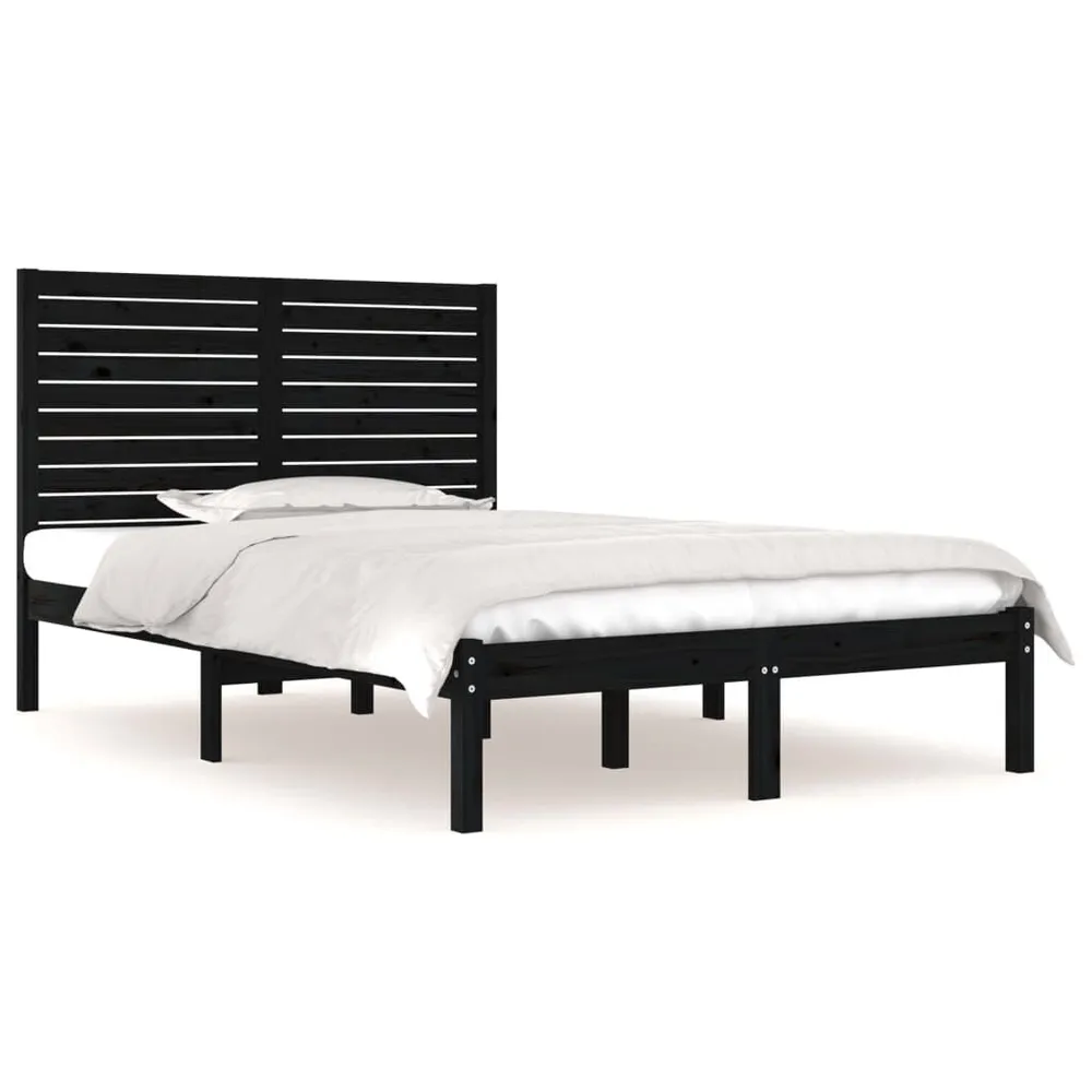 Estrutura de cama 140x190 cm madeira maciç preto