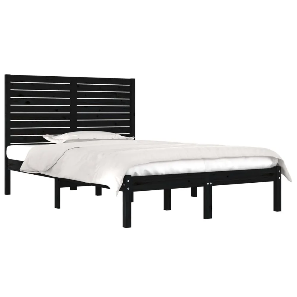 Estrutura de cama 140x190 cm madeira maciç preto