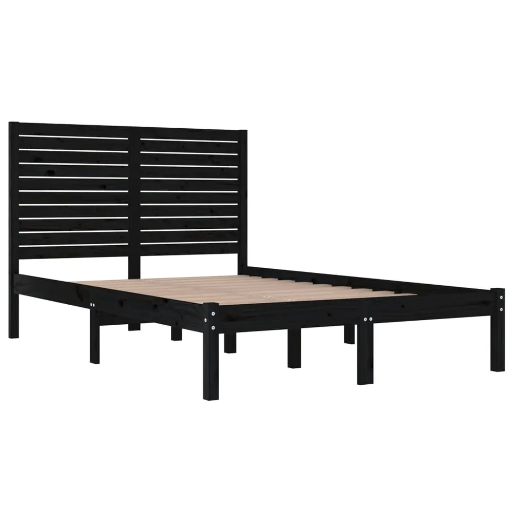Estrutura de cama 140x190 cm madeira maciç preto
