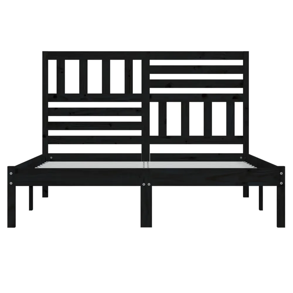 Estrutura de cama 140x190 cm madeira de pinho maciç preto