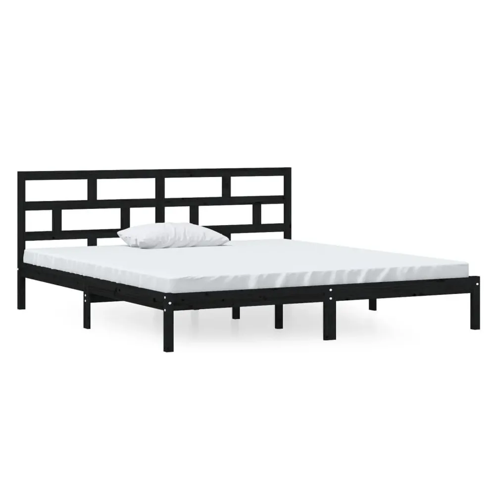 Estrutura de cama 140x190 cm madeira de pinho maciç preto