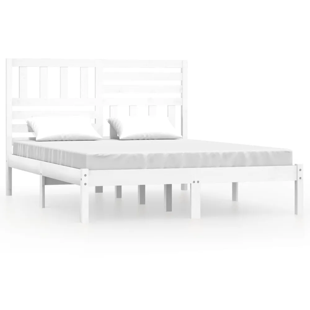 Estrutura de cama 140x190 cm madeira de pinho maciç branco