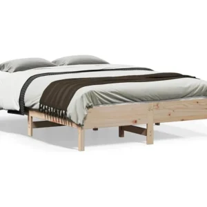 Estrutura de cama 140x190 cm madeira de pinho maciç