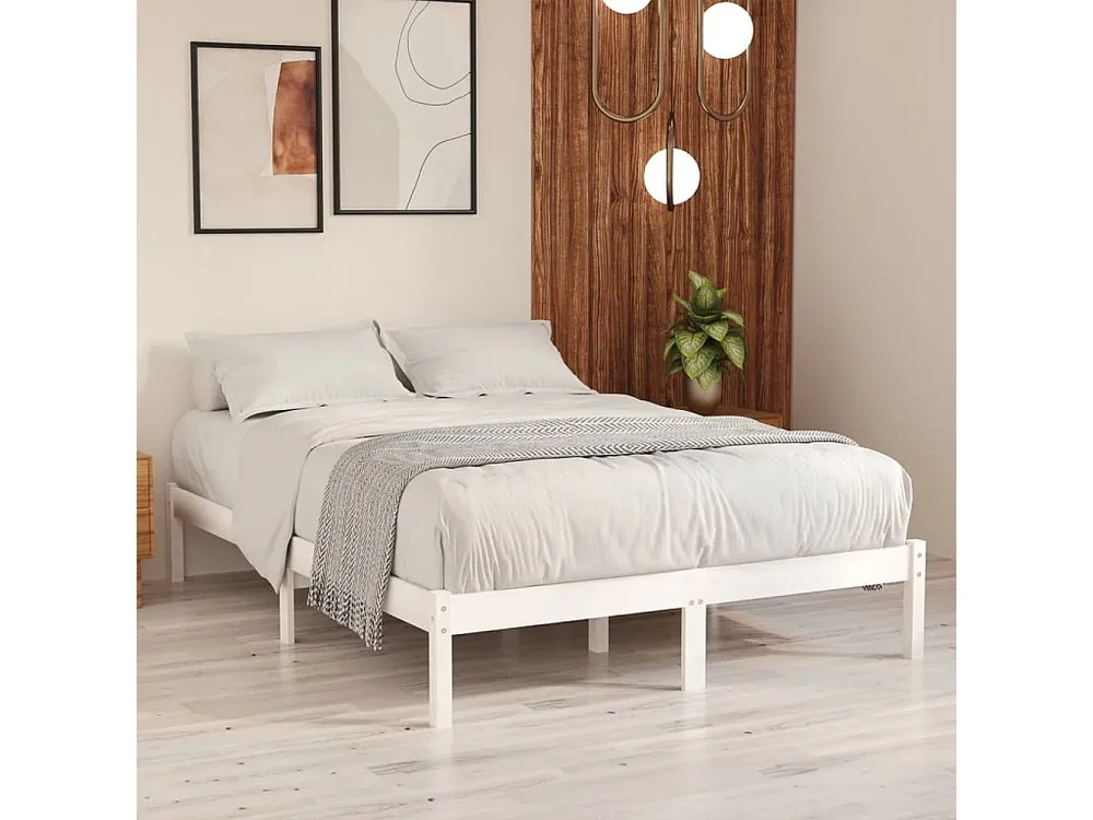 Estrutura de cama 140x190 cm pinho maciço branco