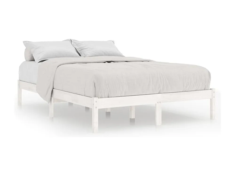 Estrutura de cama 140x190 cm pinho maciço branco