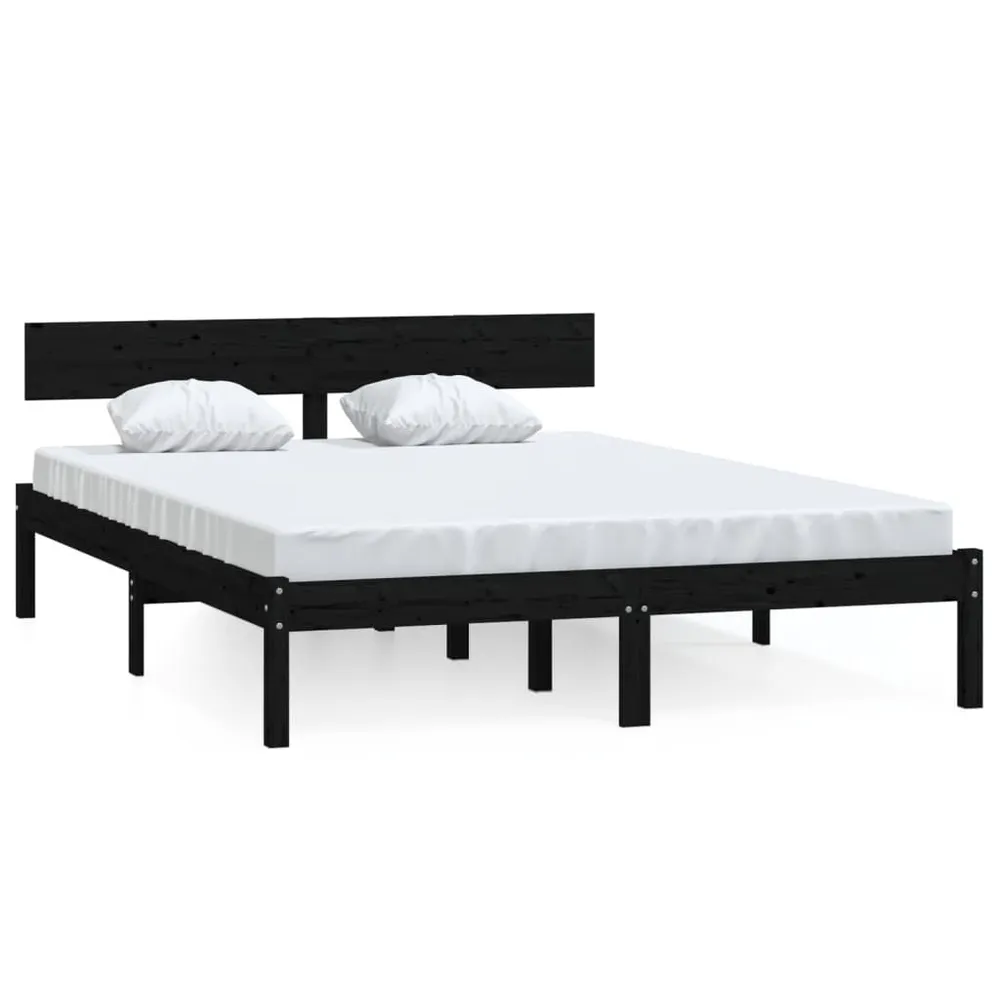 Estrutura de cama 140x190 cm pinho maciço preto
