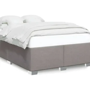 Estrutura de cama 140x190 cm tecido cinza-acastanhado