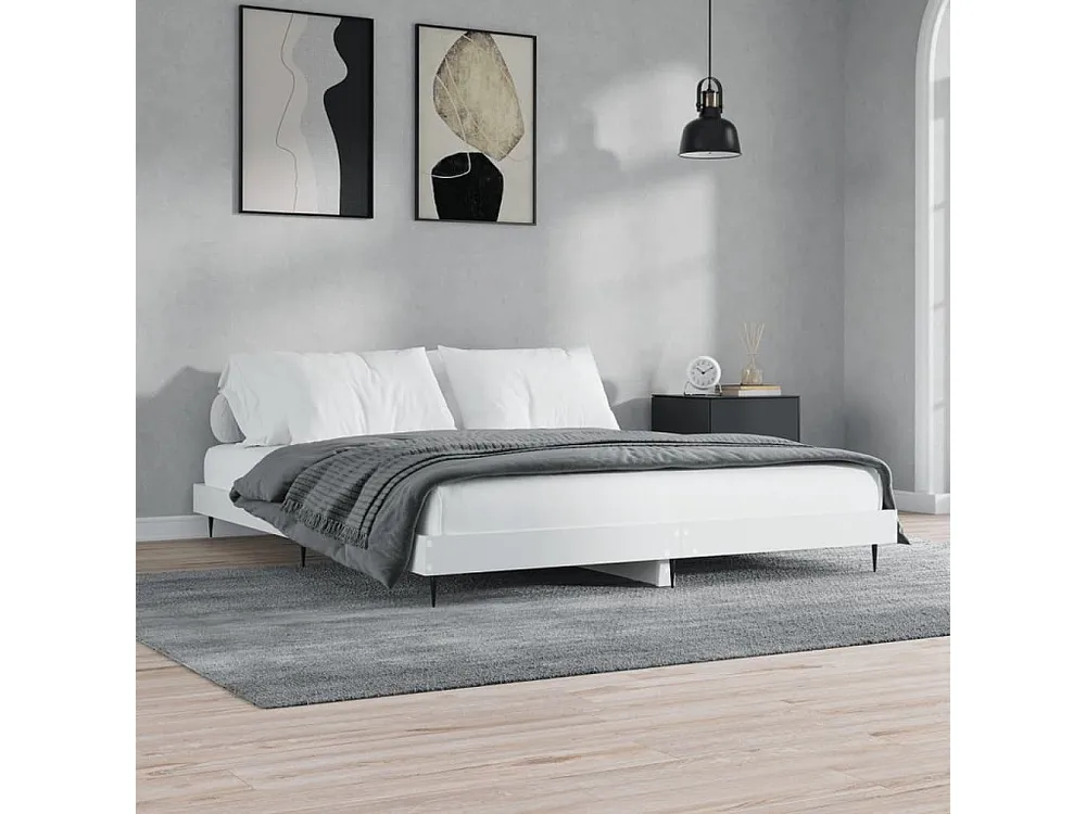 Estrutura de cama 140x200 cm derivados de madeira branco