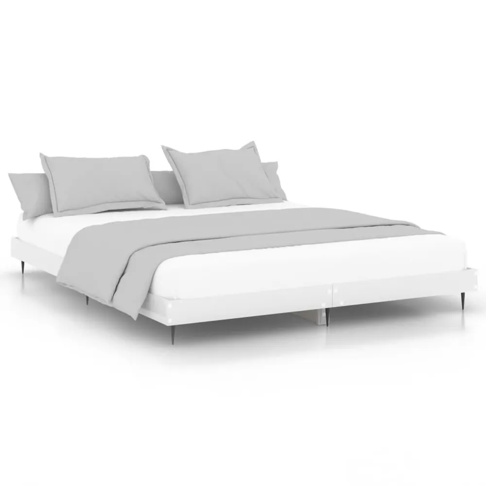 Estrutura de cama 140x200 cm derivados madeira branco resplandecente