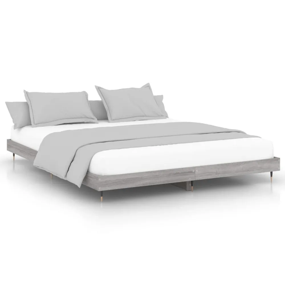 Estrutura de cama 140x200 cm derivados de madeira cinza sonoma