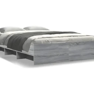 Estrutura de cama 140x200 cm derivados de madeira cinza sonoma