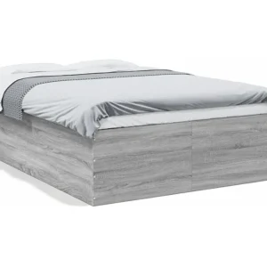 Estrutura de cama 140x200 cm derivados de madeira cinza sonoma