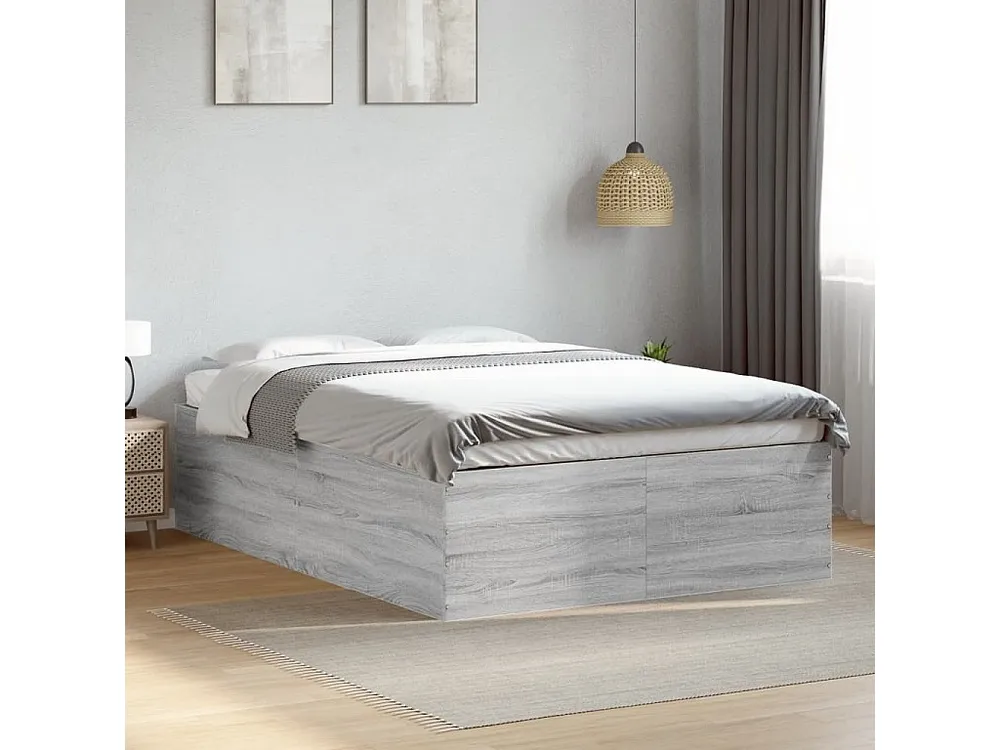 Estrutura de cama 140x200 cm derivados de madeira cinza sonoma