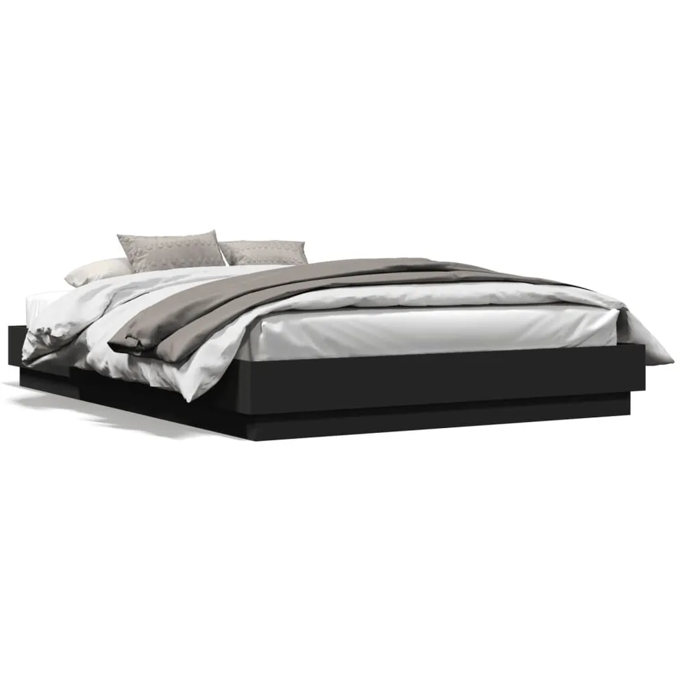 Estrutura de cama 140x200 cm derivados de madeira preto