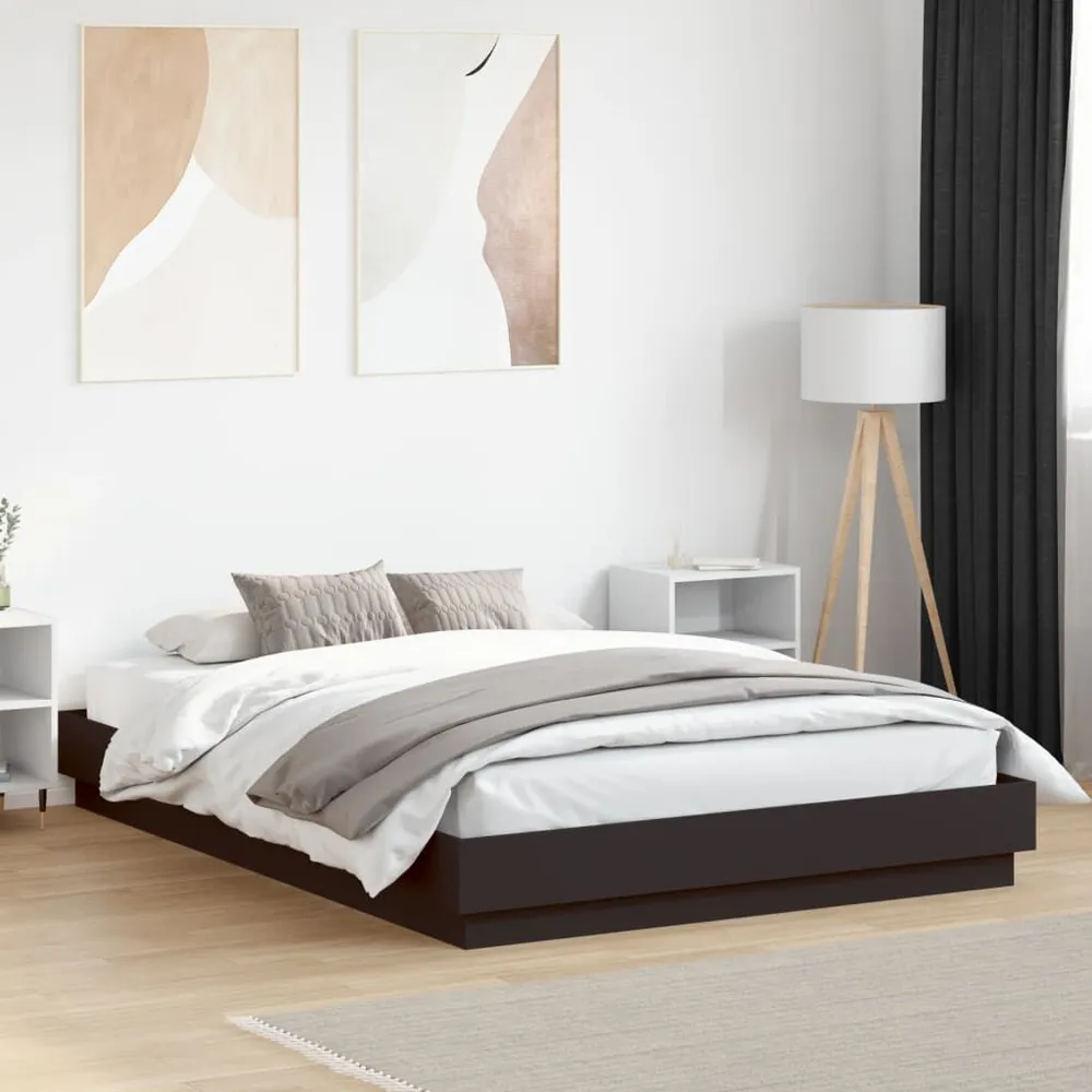 Estrutura de cama 140x200 cm derivados de madeira preto