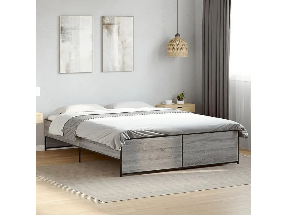 Estrutura de cama 140x200 cm derivados de madeira/metal