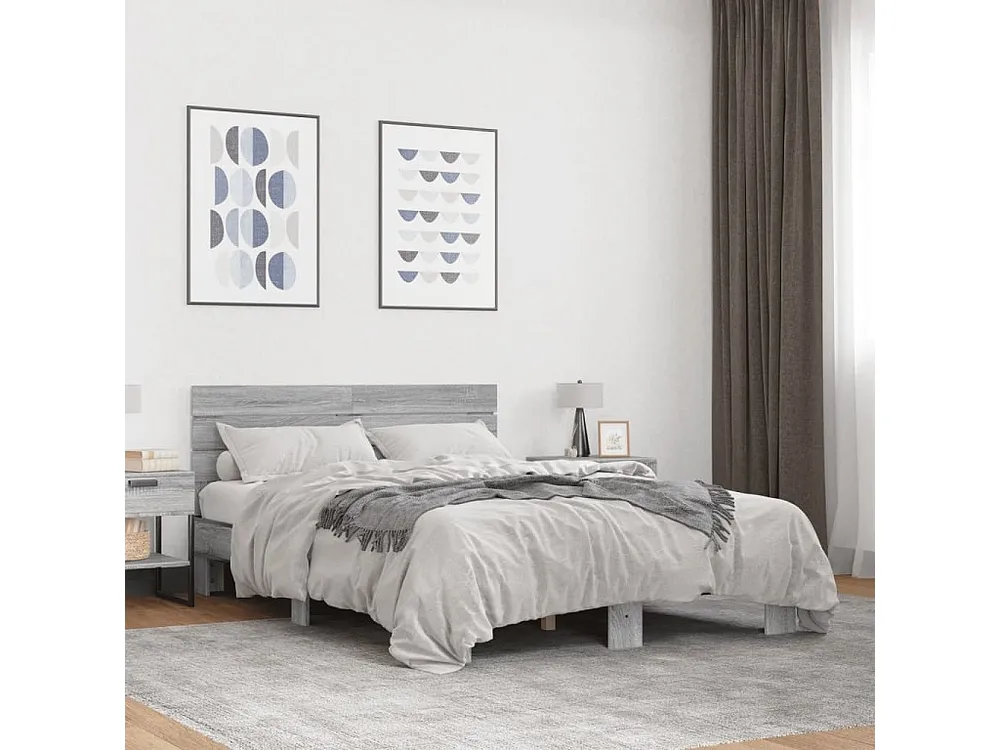 Estrutura de cama 140x200 cm derivados de madeira/metal
