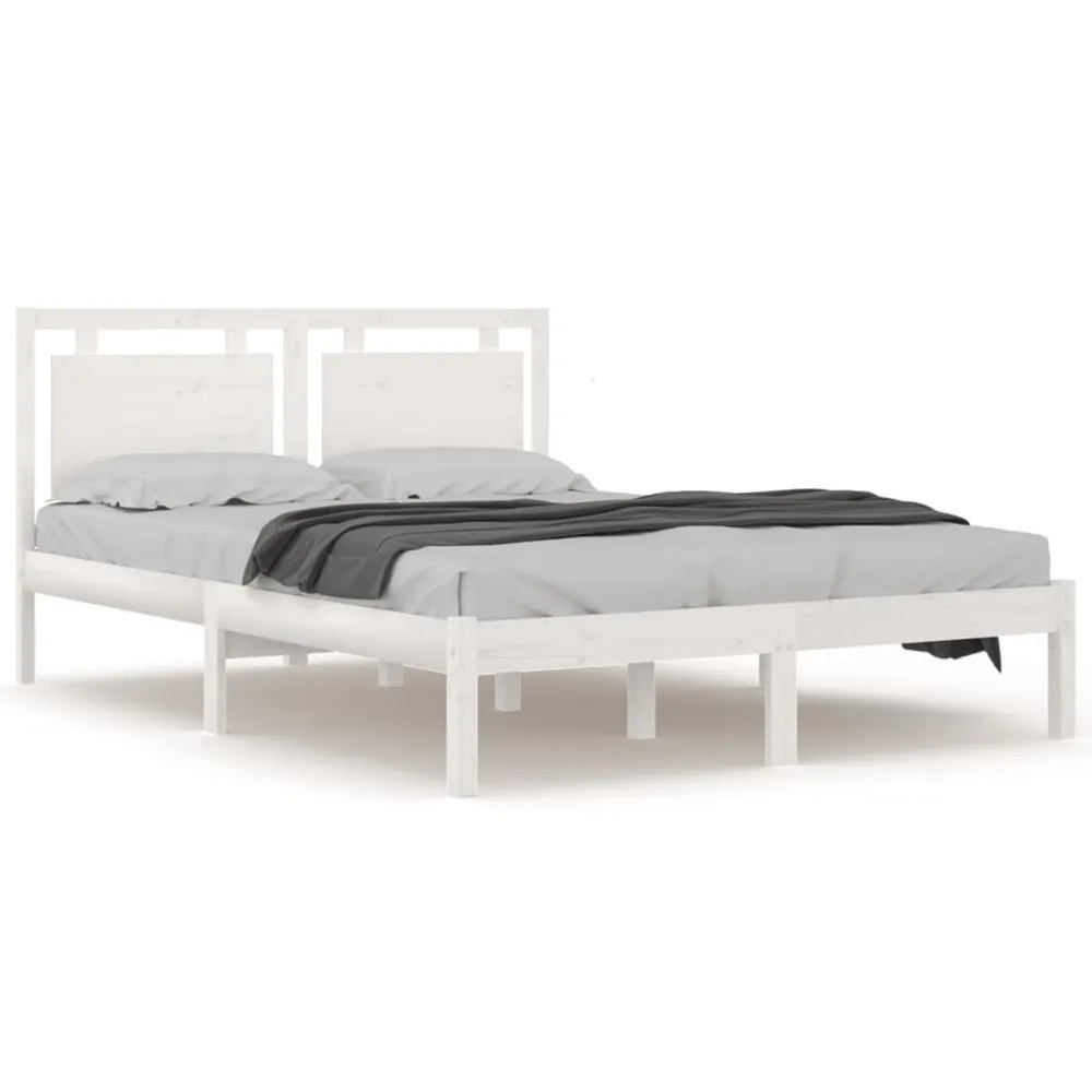 Estrutura de cama 140x200 cm madeira maciç branco