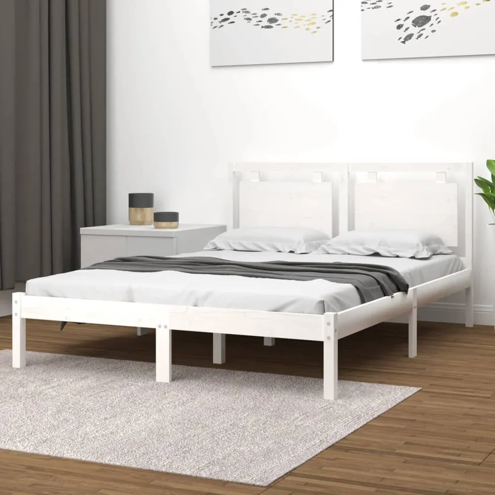 Estrutura de cama 140x200 cm madeira maciç branco