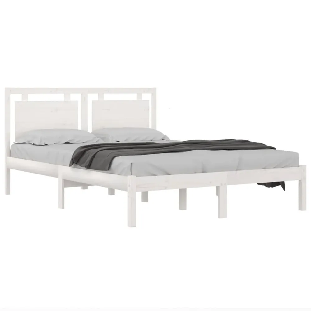 Estrutura de cama 140x200 cm madeira maciç branco